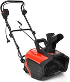 Red and black snow blower on a white background