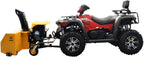 Red ATV with a yellow attachment on a white background