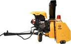 Yellow stump grinder with black and red accents on a white background