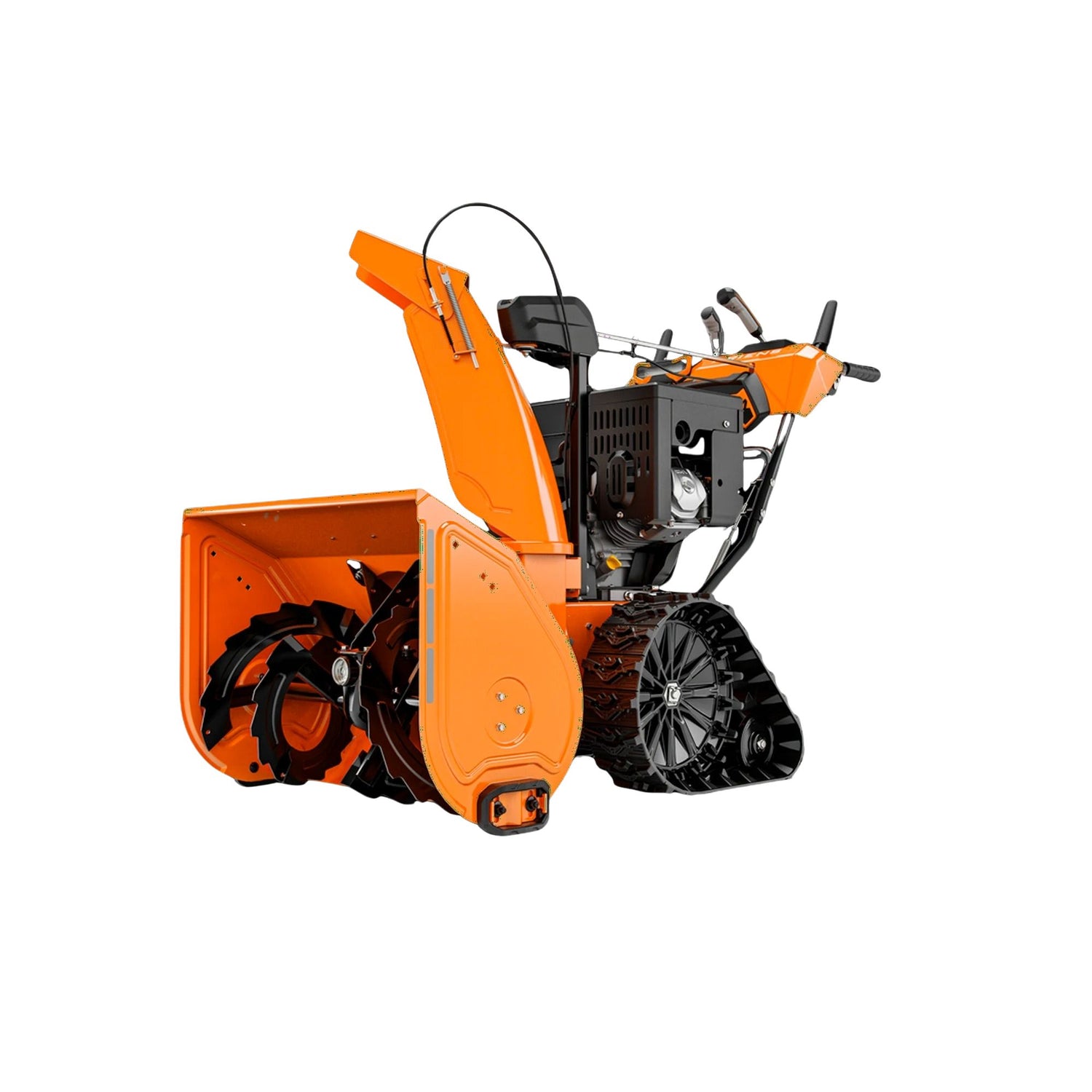 Orange snow blower on a white background