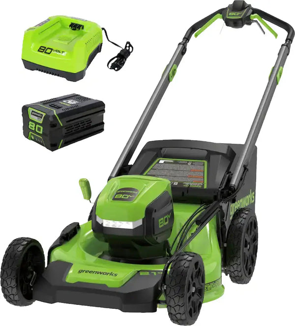 Greenworks - 80-Volt 21-Inch Self-Propelled Lawn Mower with 4.0Ah Battery and Charger